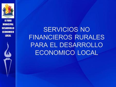 SERVICIOS NO FINANCIEROS RURALES PARA EL DESARROLLO ECONOMICO LOCAL.