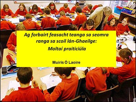 Ag forbairt feasacht teanga sa seomra ranga sa scoil lán-Ghaeilge: Moltaí praiticiúla Muiris Ó Laoire.