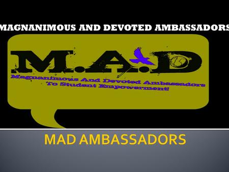 MAGNANIMOUS AND DEVOTED AMBASSADORS. DEDICATED TO THE EMPOWERMENT OF YOUNG GIRLS AND TO HELP ASSIST IN THE REBUILDING OF SELF-ESTEEM IN HIGH SCHOOL GIRLS.