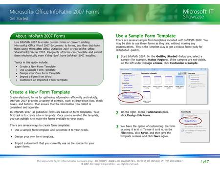 1 of 7 This document is for informational purposes only. MICROSOFT MAKES NO WARRANTIES, EXPRESS OR IMPLIED, IN THIS DOCUMENT. © 2007 Microsoft Corporation.