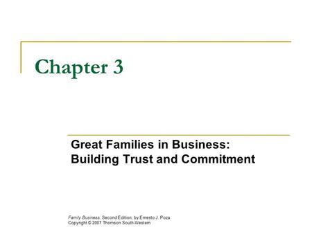 Great Families in Business: Building Trust and Commitment