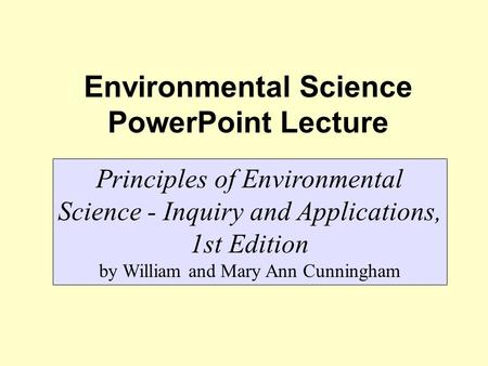 Environmental Science PowerPoint Lecture