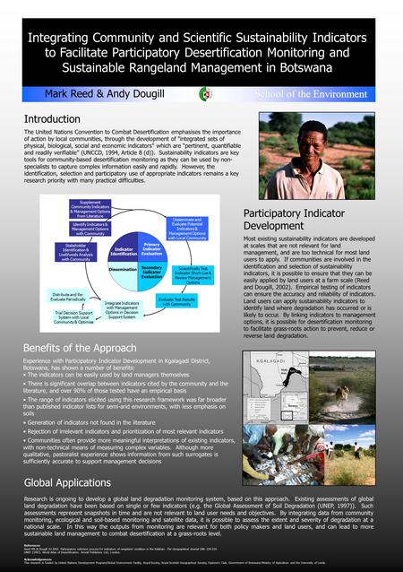 Integrating Community and Scientific Sustainability Indicators to Facilitate Participatory Desertification Monitoring and Sustainable Rangeland Management.