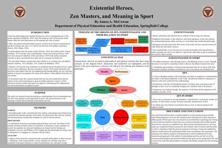 Existential Heroes, Zen Masters, and Meaning in Sport By James A. McCowan Department of Physical Education and Health Education, Springfield College INTRODUCTION.