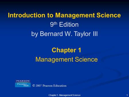 Introduction to Management Science