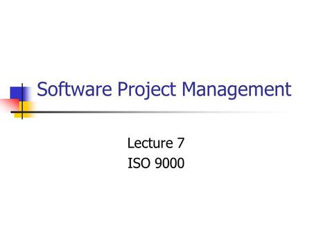 Software Project Management