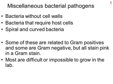 Miscellaneous bacterial pathogens