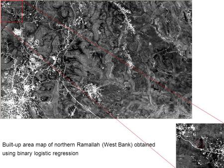 Built-up area map of northern Ramallah (West Bank) obtained using binary logistic regression.