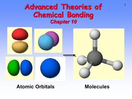 1 Advanced Theories of Chemical Bonding Chapter 10 Atomic Orbitals Molecules.