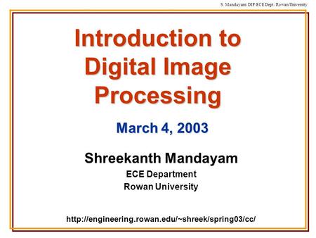 Introduction to Digital Image Processing