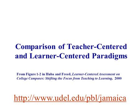 Comparison of Teacher-Centered and Learner-Centered Paradigms