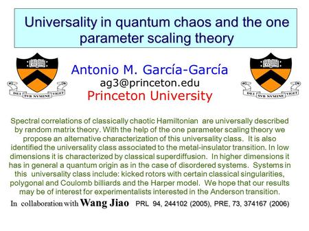 Universality in quantum chaos and the one parameter scaling theory