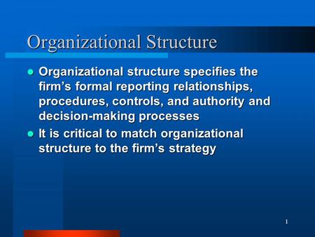 Organizational Structure