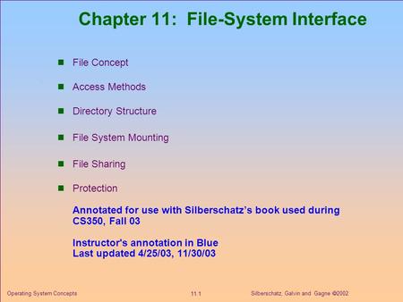 Chapter 11: File-System Interface