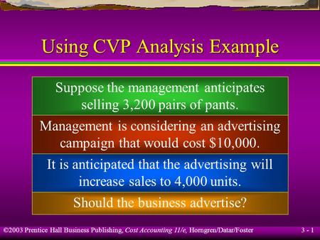 Using CVP Analysis Example