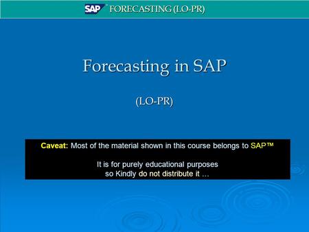 Handout Forecasting in SAP (LO-PR)