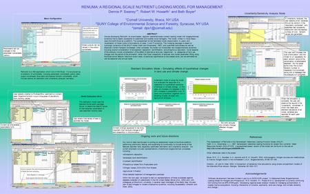 ABSTRACT We are developing ReNuMA, an event-based, regional watershed-scale nutrient loading model with biogeochemical dynamics that is readily accessible.