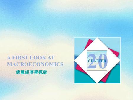 A FIRST LOOK AT MACROECONOMICS 20 CHAPTER 總體經濟學概貌.