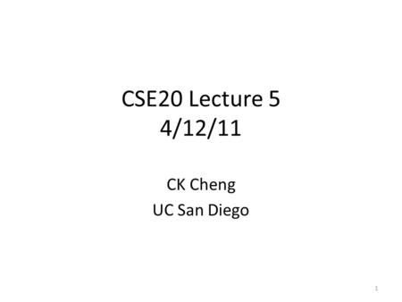 1 CSE20 Lecture 5 4/12/11 CK Cheng UC San Diego. Residual Numbers (NT-1 and Shaum’s Chapter 11) Introduction Definition Operations Range of numbers 2.