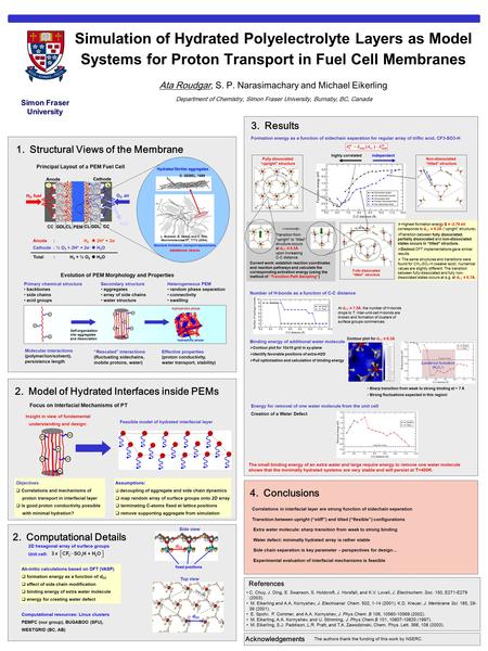 Simulation of Hydrated Polyelectrolyte Layers as Model Systems for Proton Transport in Fuel Cell Membranes Ata Roudgar, S. P. Narasimachary and Michael.