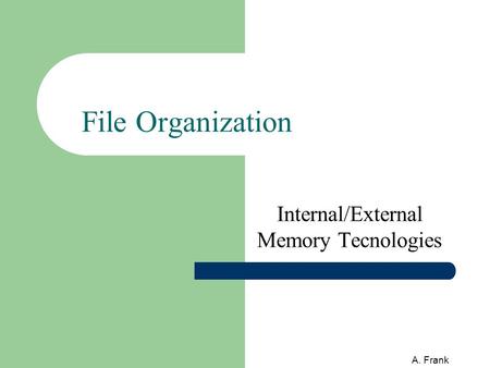 A. Frank File Organization Internal/External Memory Tecnologies.