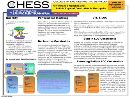 Quantity  A generic mechanism to model performance In platform-based design, two pieces of information are required to capture the characteristics of.