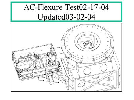 1 AC-Flexure Test02-17-04 Updated03-02-04. 2 Moment Load about E-W Axis-1 S N 20 lbs +/-5% Result of 20 lbs load:.005 inch flexure at point of application.