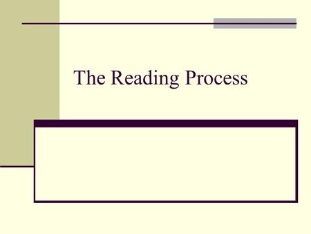 The Reading Process.