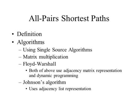 All-Pairs Shortest Paths