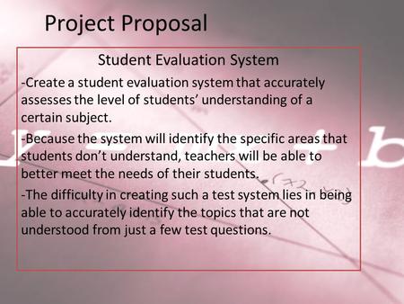 Student Evaluation System