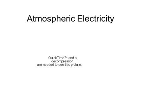 Atmospheric Electricity. Dalibard’s Experiment The Earth’s Electric Field.