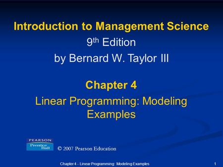 Introduction to Management Science