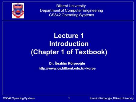 Lecture 1 Introduction (Chapter 1 of Textbook)