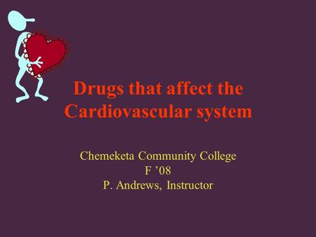 Drugs that affect the Cardiovascular system