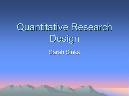 Quantitative Research Design