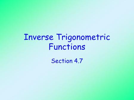 Inverse Trigonometric Functions