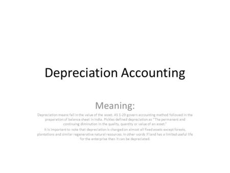 Depreciation Accounting