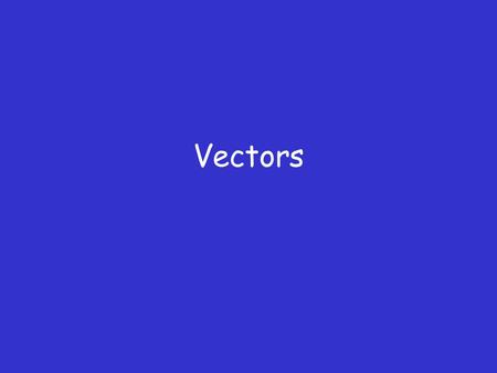 Vectors Vectors and Scalars Vector: Quantity which requires both magnitude (size) and direction to be completely specified –2 m, west; 50 mi/h, 220 o.