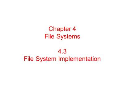 File System Implementation