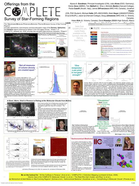 Alyssa A. Goodman, Principal Investigator (CfA), João Alves (ESO, Germany), Héctor Arce (AMNH), Tom Bethell (U. Wisc.), Michelle Borkin (Harvard College),