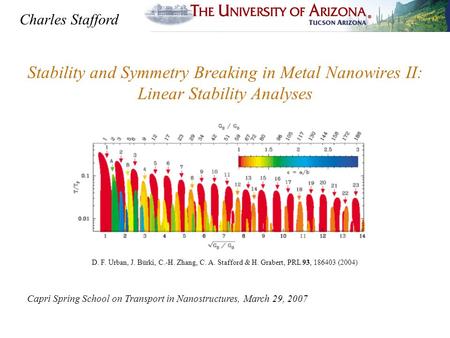 Stability and Symmetry Breaking in Metal Nanowires II: Linear Stability Analyses Capri Spring School on Transport in Nanostructures, March 29, 2007 Charles.