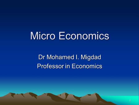 Dr Mohamed I. Migdad Professor in Economics