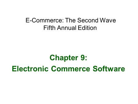 E-Commerce: The Second Wave Fifth Annual Edition