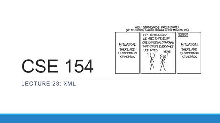 CSE 154 LECTURE 23: XML. Storing structured data in arbitrary text formats (bad) My note: BEGIN FROM: Alice Smith TO: Robert Jones.