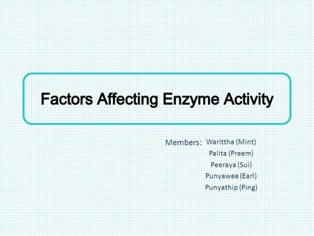 Warittha (Mint) Palita (Preem) Peeraya (Sui) Punyawee (Earl) Punyathip (Ping) Members: