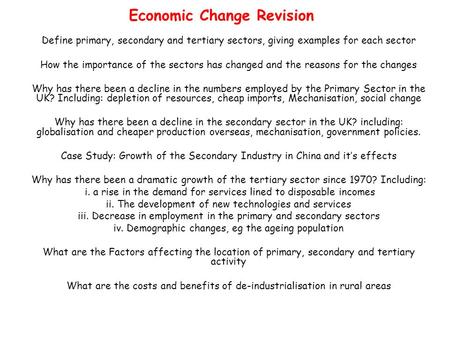 Economic Change Revision