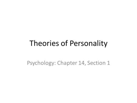 Theories of Personality