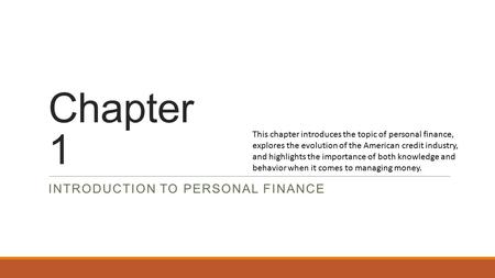 Introduction to personal finance