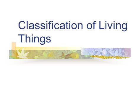 Classification of Living Things