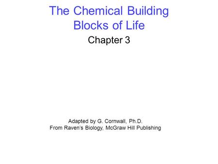 The Chemical Building Blocks of Life